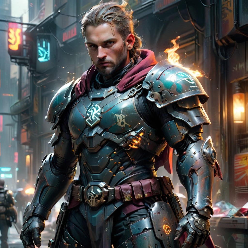 dystopian future,  corporate private military contractor,  blending scifi and fantasy on Tensor.Art