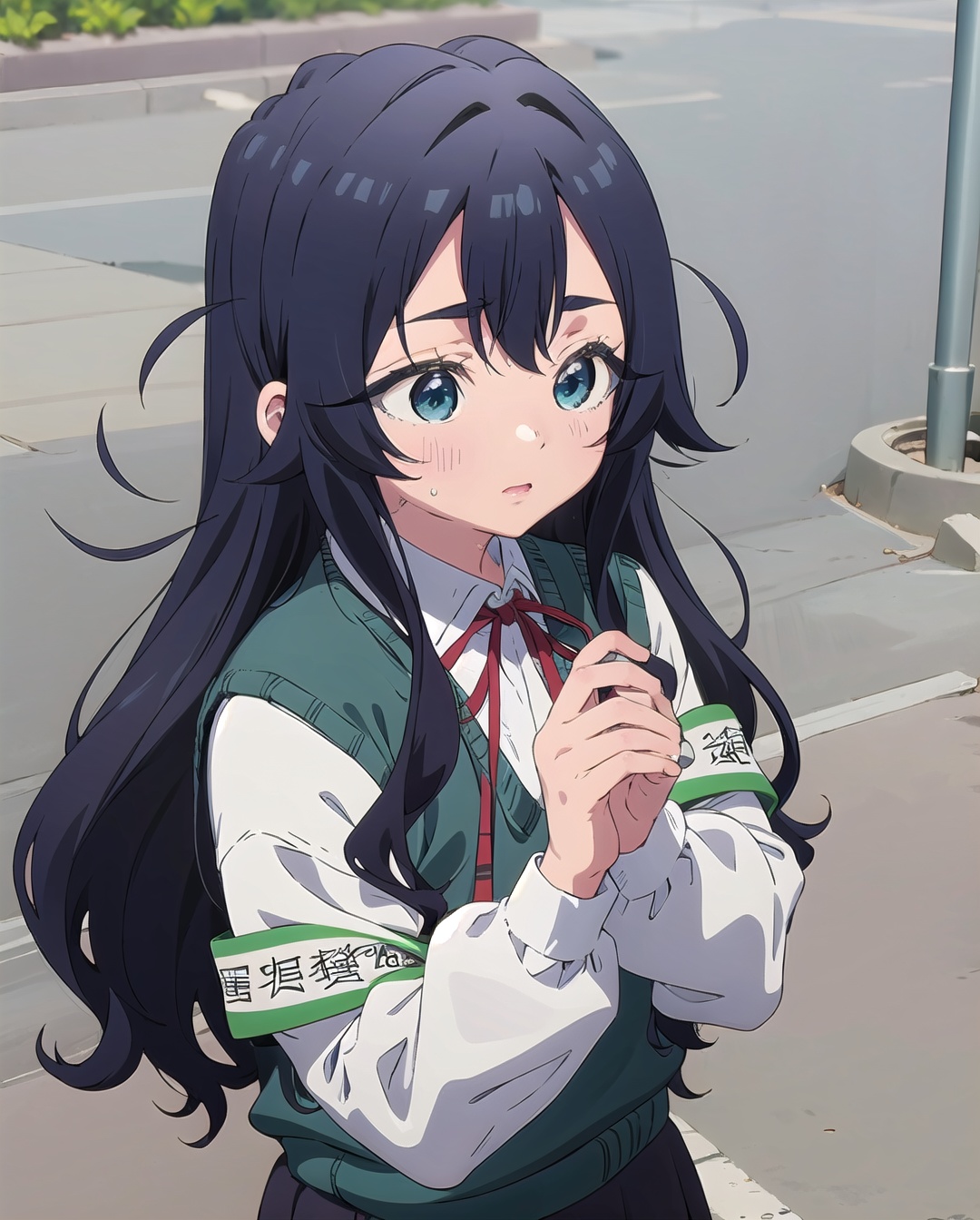 shizuka_wz,  long hair,  dark blue hair on Tensor.Art