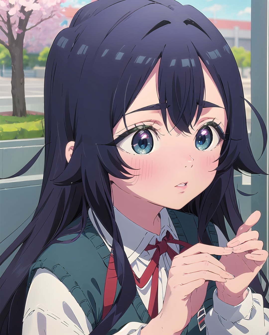 shizuka_wz,  long hair,  dark blue hair on Tensor.Art