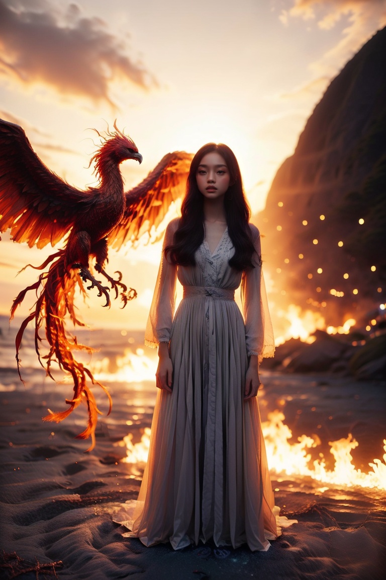 1 girl,  full body,  Sunset on Tensor.Art