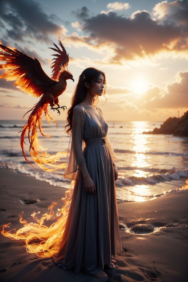 1 girl,  full body,  Sunset on Tensor.Art