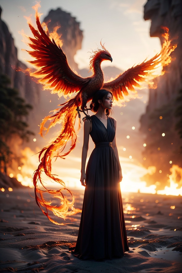 1 girl,  full body,  Sunset on Tensor.Art
