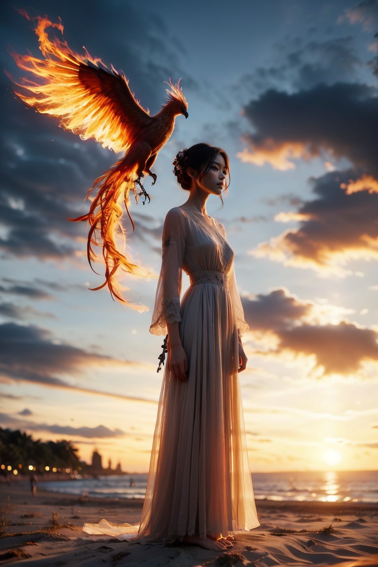 1 girl,  full body,  Sunset on Tensor.Art