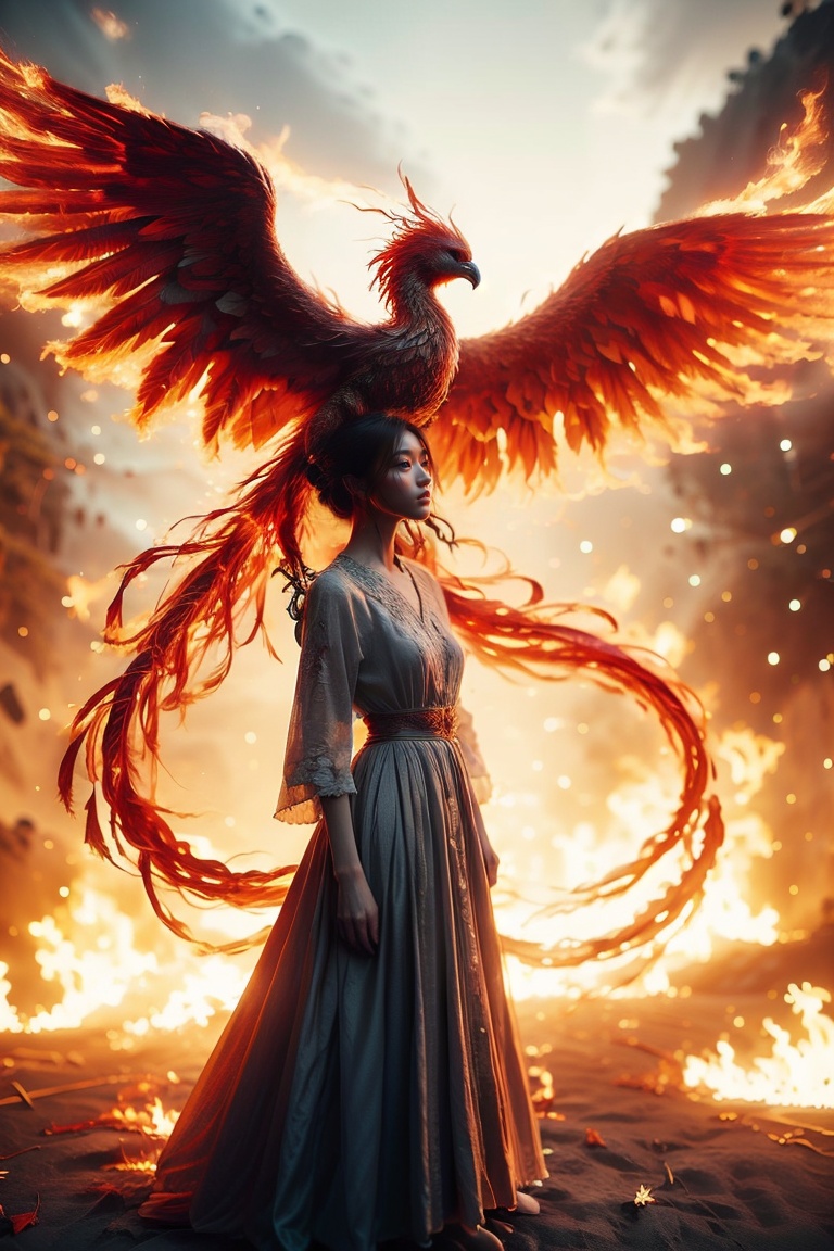 1 girl,  full_body,  fire tree on Tensor.Art