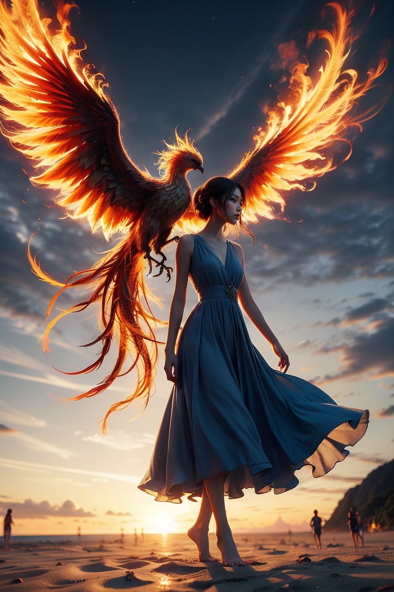 1 girl,  full body,  Sunset on Tensor.Art