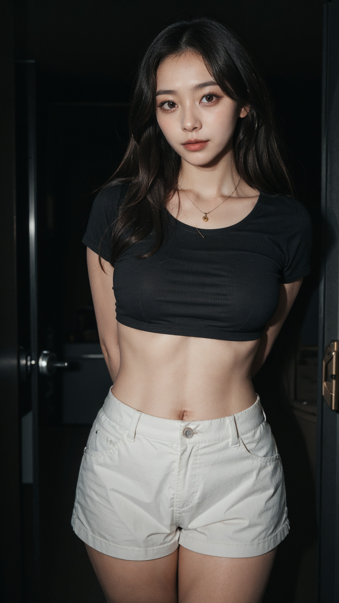 a beautiful Korean woman,  medium dark brown hair,  natural saggy medium breasts on Tensor.Art