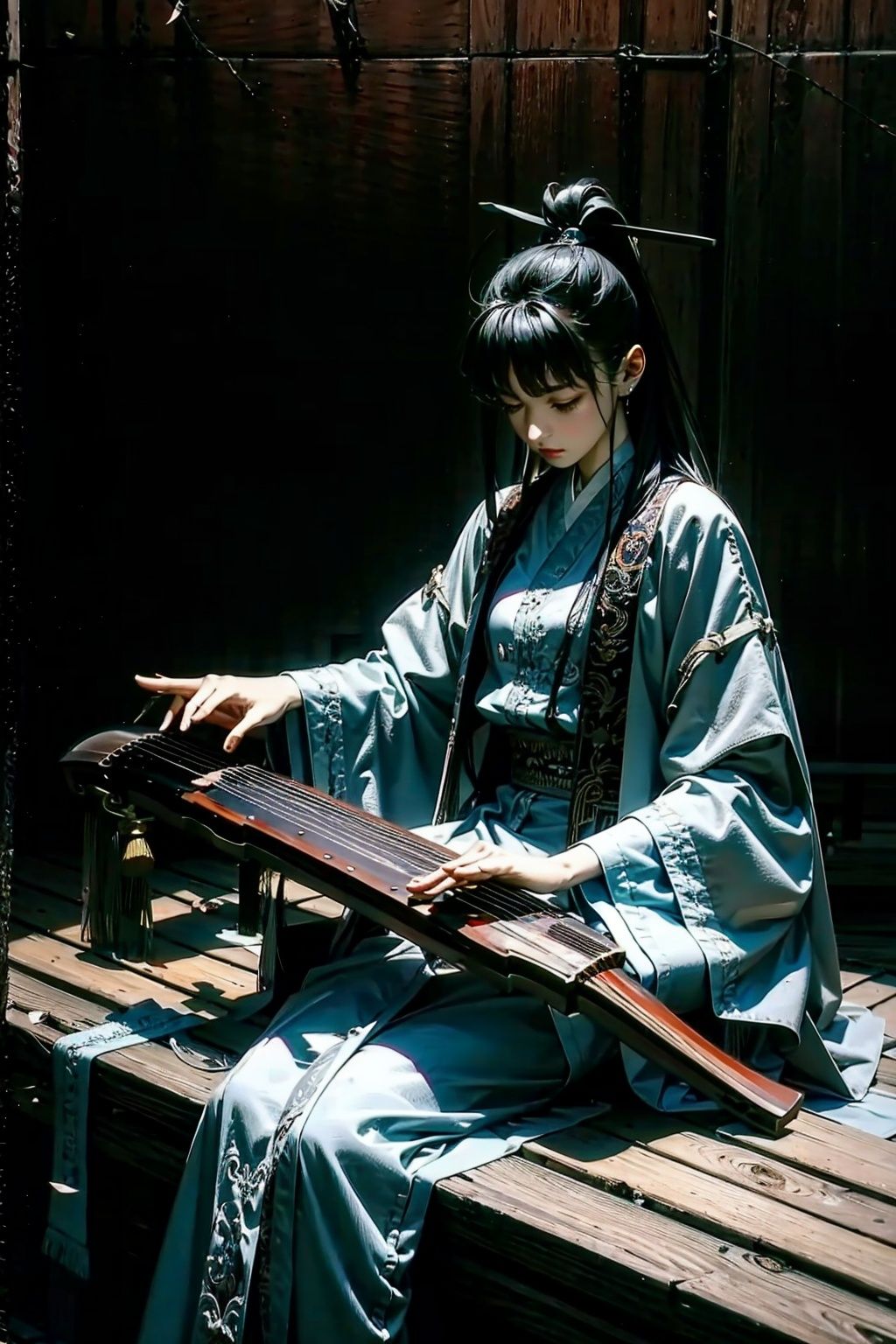  absurdres,incredibly absurdres,reality,realistic,,(solo:1.2), ,,1girl,,full_shot,guqin