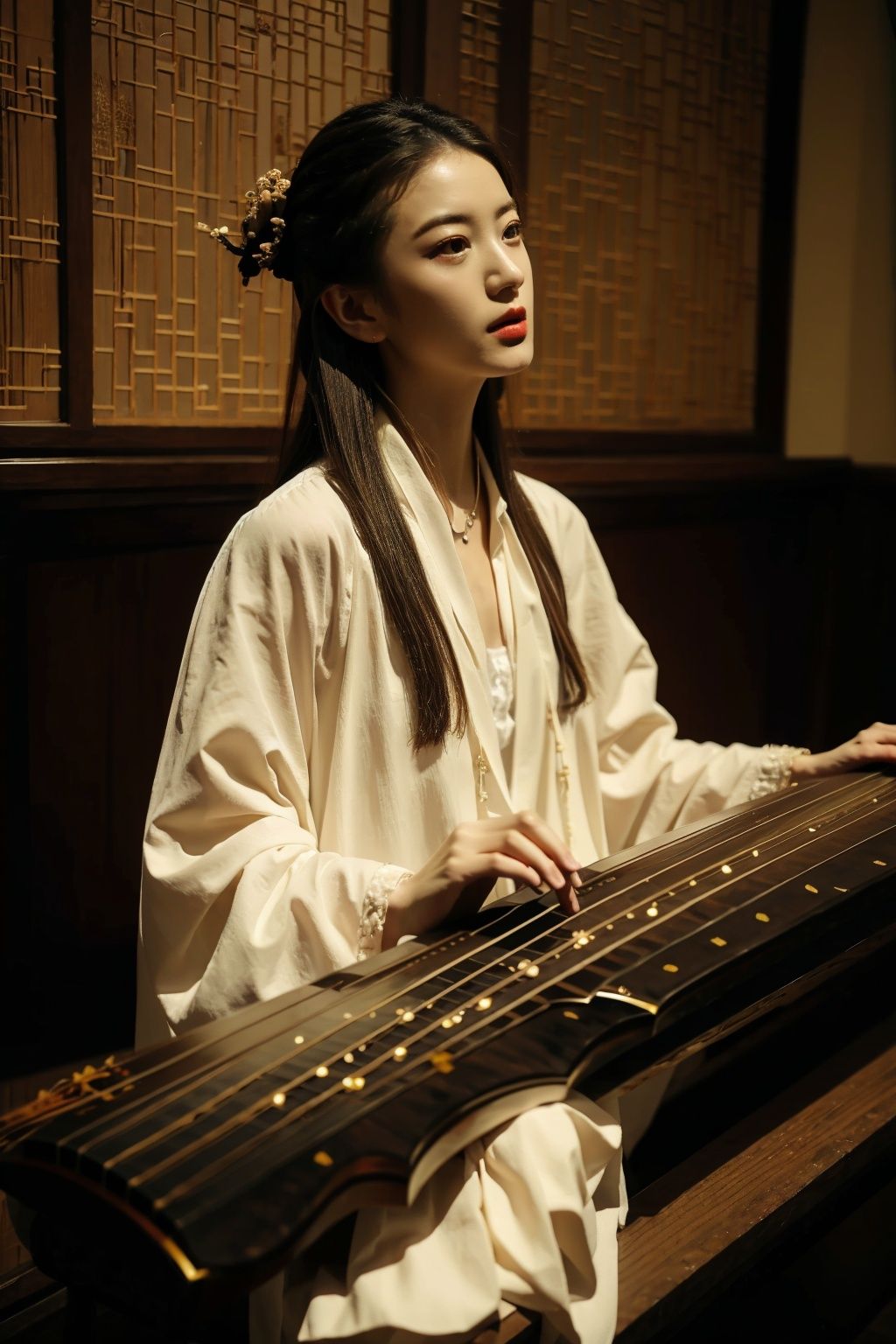  absurdres,incredibly absurdres,reality,realistic,,(solo:1.2), ,,1girl,,full_shot,guqin