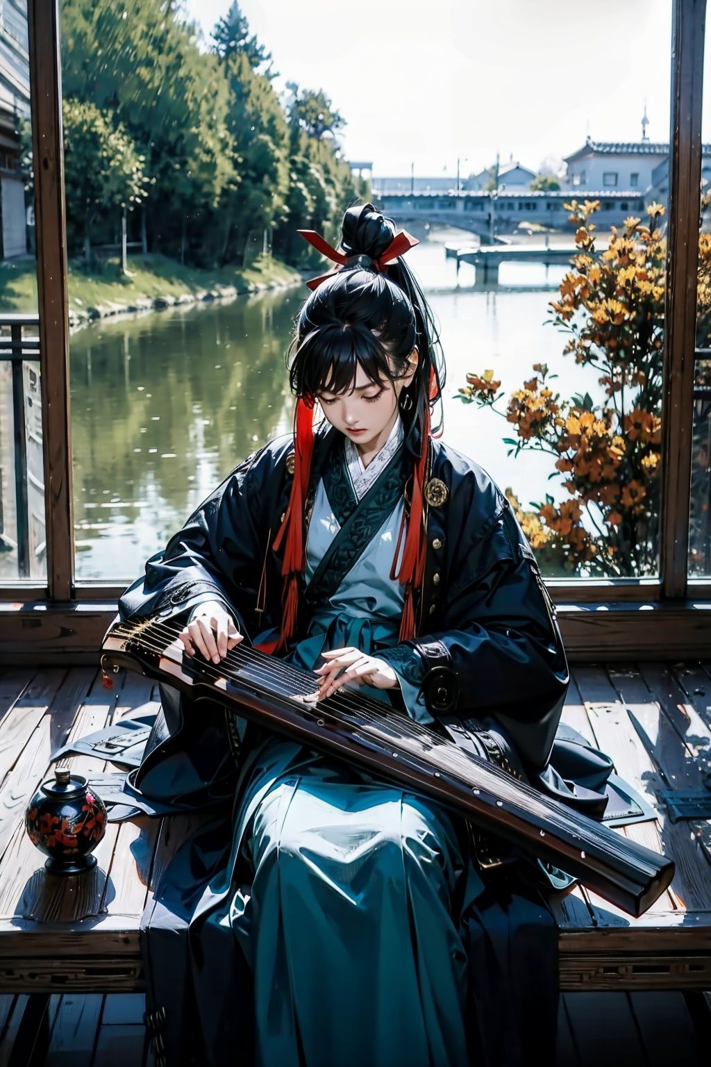  absurdres,incredibly absurdres,reality,realistic,,(solo:1.2), ,,1girl,,full_shot,guqin