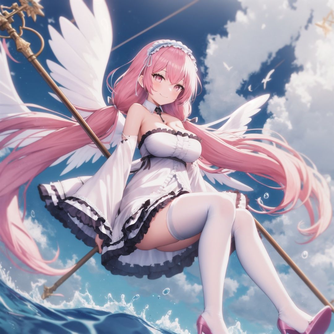 pink hair,  key necklace,  hairband on Tensor.Art