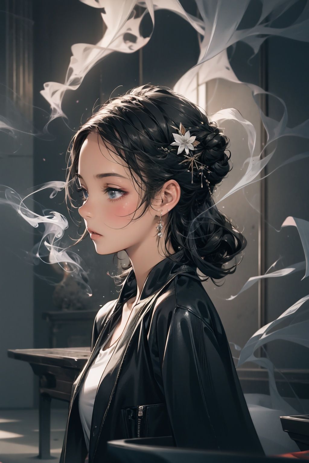  absurdres,incredibly absurdres,reality,realistic,,(solo:1.2), ,,1girl,,full_shot,Cense,smoke