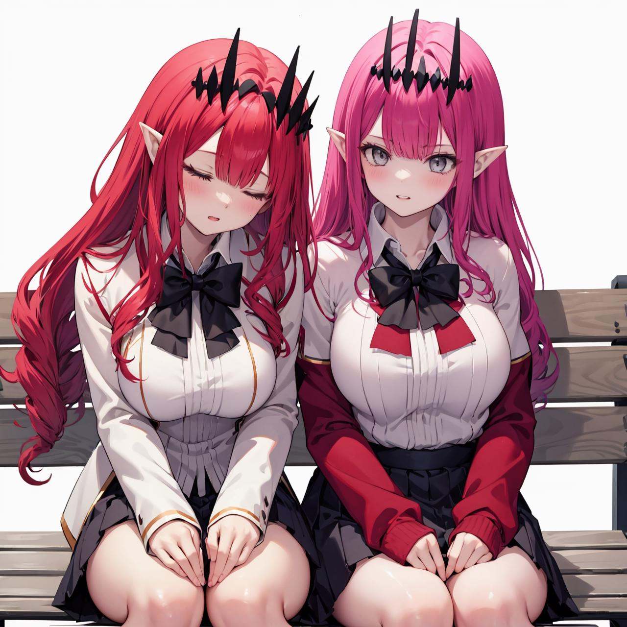 2girls,  multiple girls,  closed eyes on Tensor.Art