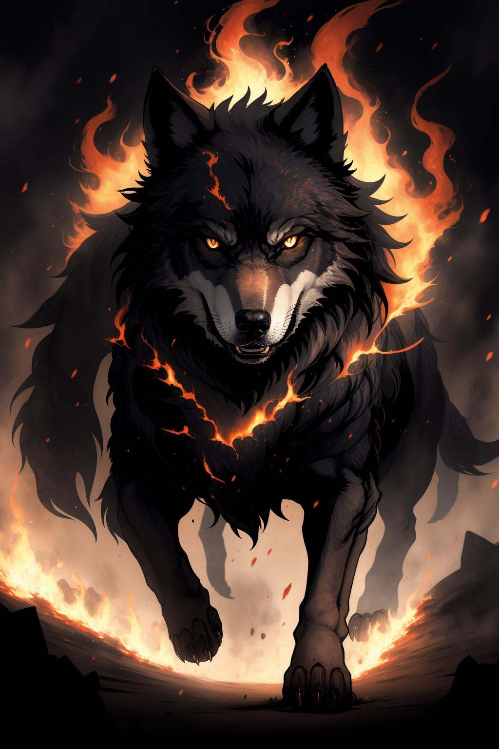 a burning wolf by nocor1i8 on Tensor.Art