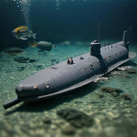 submarine in a fish ****,  tilt-shift,  masterpiece on Tensor.Art