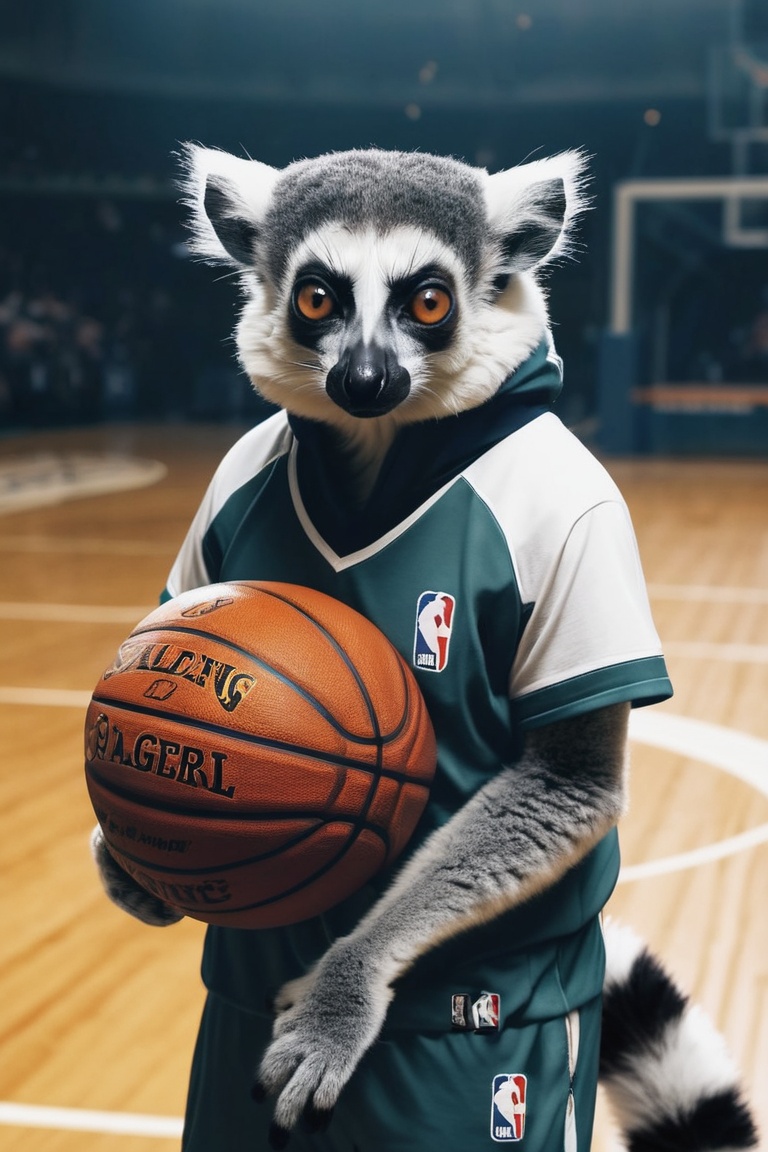 anthro | wearing basketball players clothes,  | NBA setting | 3/4 pose,  cinematic on Tensor.Art