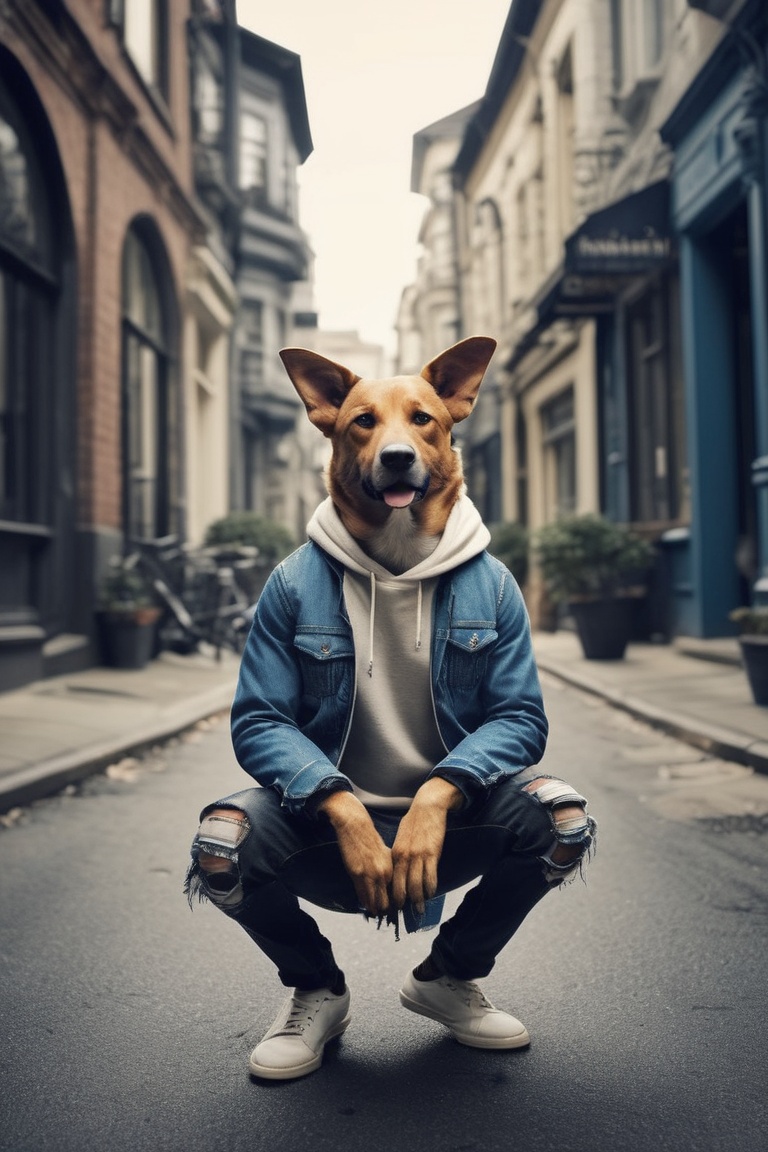 anthro merge | wearing casual urban wear | urban setting | stunning detail,  creative,  cinematic on Tensor.Art