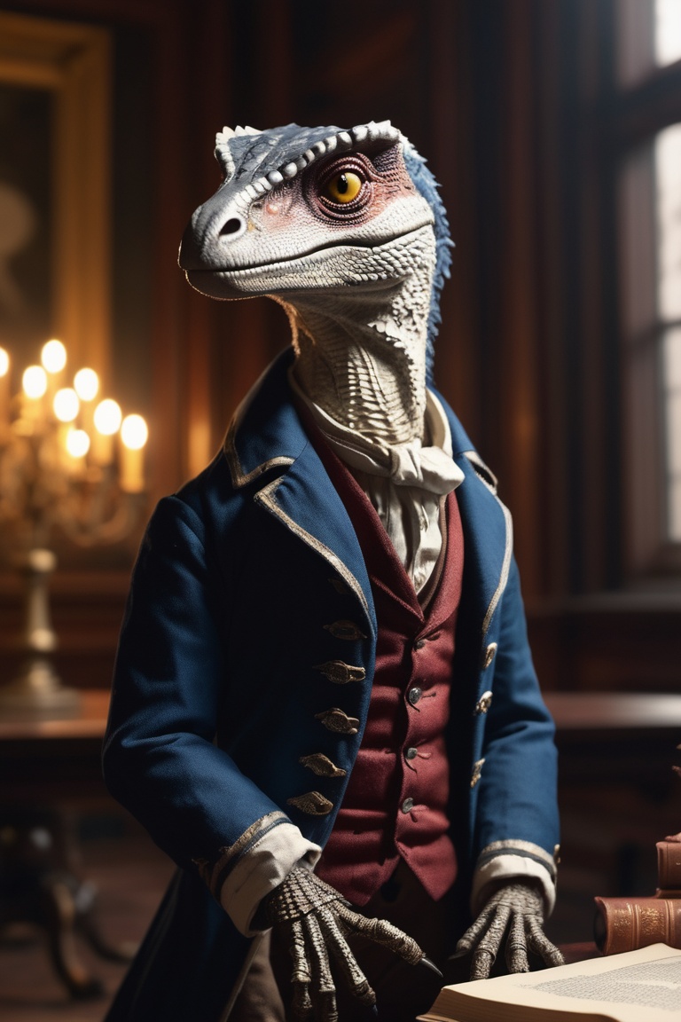 anthro | wearing Victorian philosophers clothes,  | ancient library setting | 3/4 pose,  warm on Tensor.Art