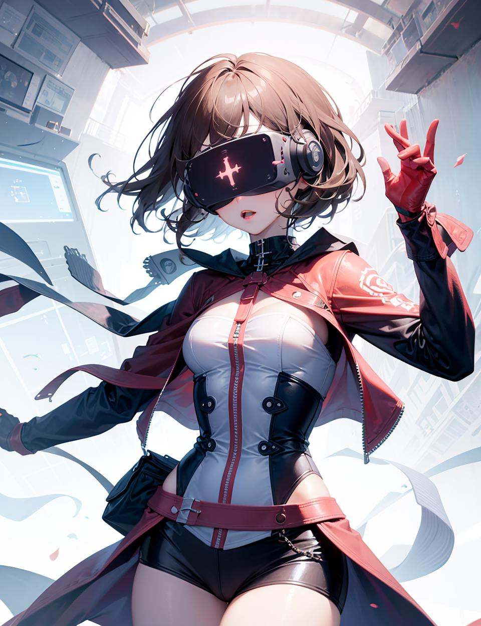 cross-shaped head-mounted display,  cowboy shot,  masterpiece on Tensor.Art