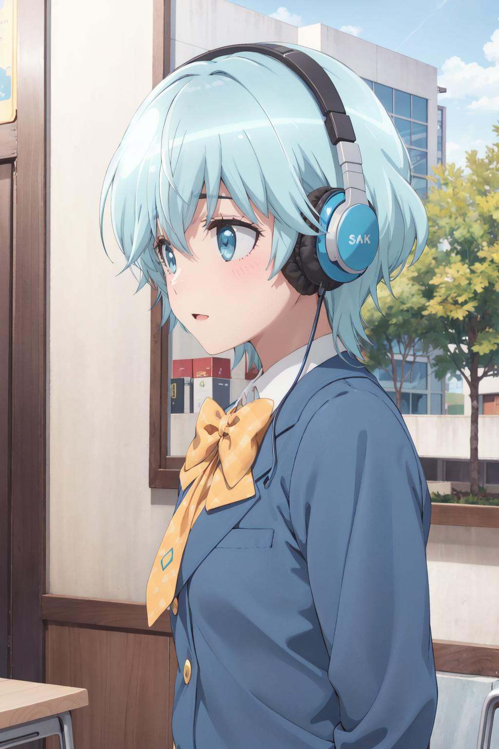 takekasamiki,  school_uniform,  headphone on Tensor.Art