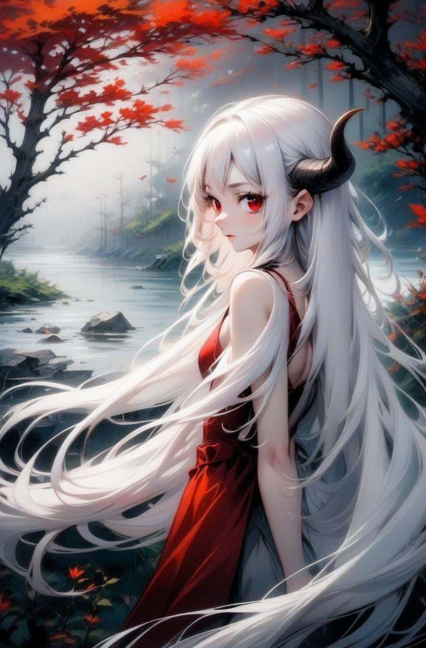 1girl,  long hair,  white hair on Tensor.Art