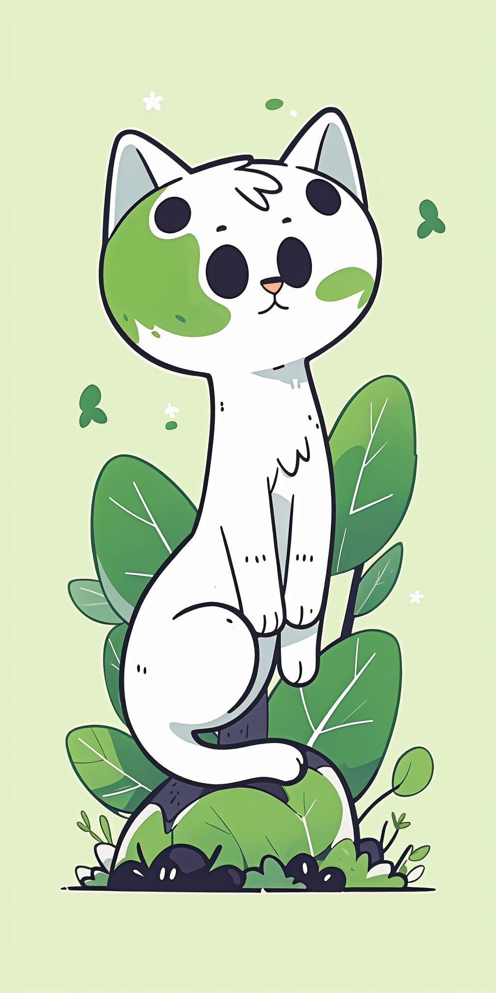 tuya,monochrome,green theme,no humans,cat,solo,<lora:tuya:0.8>,