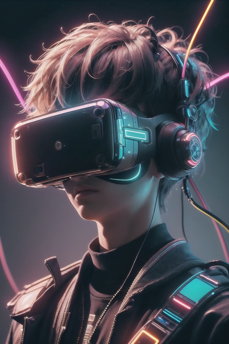 1boy,  with a Cyberpunk VR on face,  intrincate details on Tensor.Art