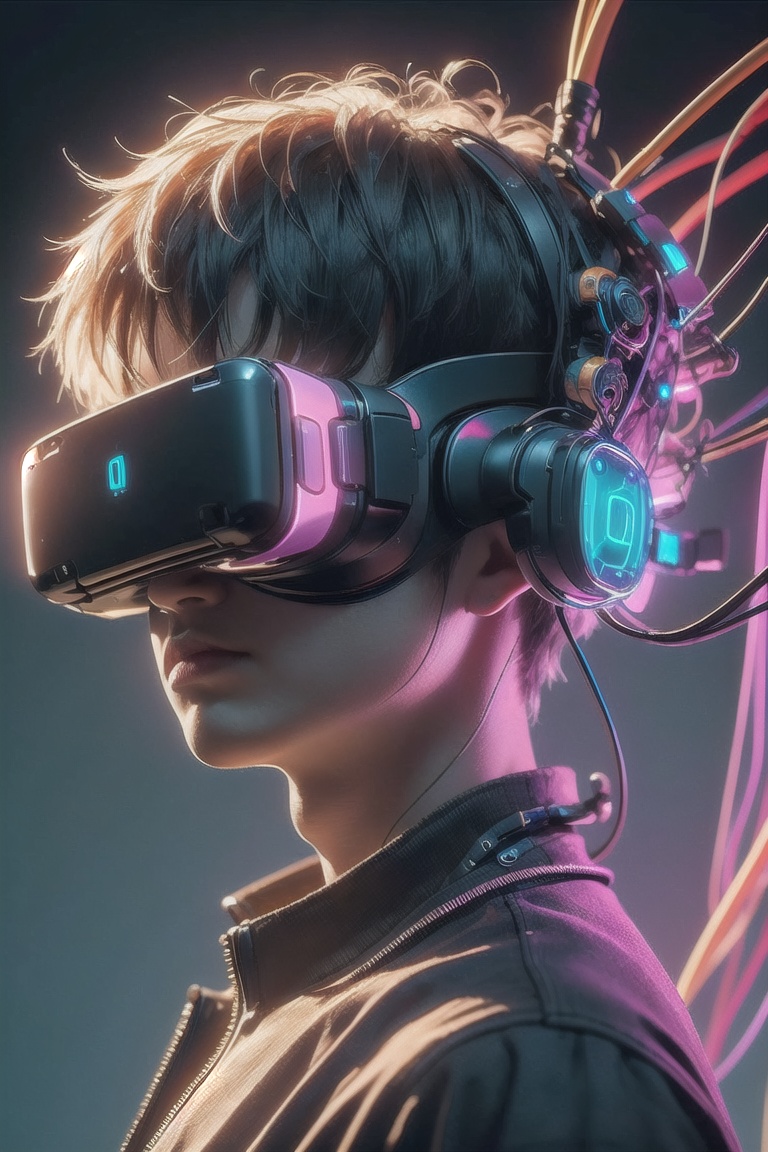 1boy,  with a Cyberpunk VR on face,  intrincate details on Tensor.Art