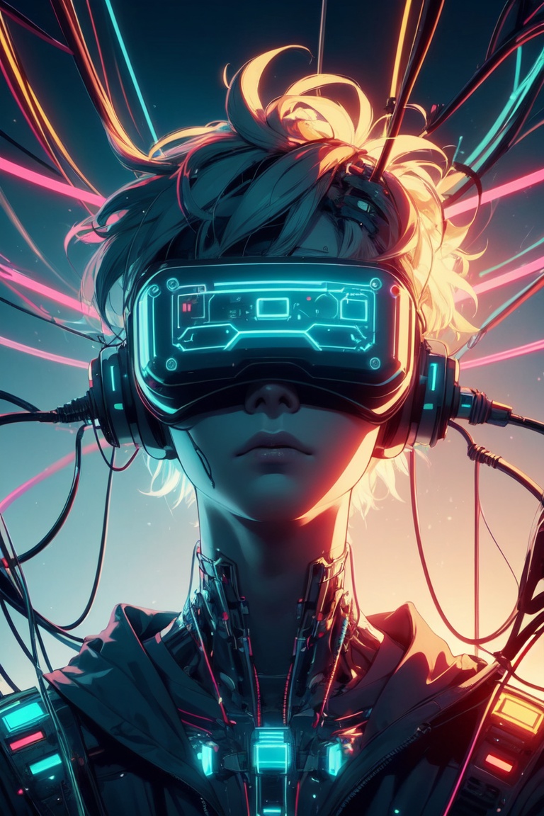 1boy,  with a Cyberpunk VR on face,  intrincate details on Tensor.Art