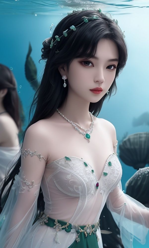 (,1girl, ,best quality, )<lora:DA-国模-白色透视抹胸礼:0.6>,, ,masterpiece, ((((, solo, medium breasts, ,solo focus, seaweed,underwater, )))) ,ultra realistic 8k cg, flawless, clean, masterpiece, professional artwork, famous artwork, cinematic lighting, cinematic bloom, perfect face, beautiful face, fantasy, dreamlike, unreal, science fiction, luxury, jewelry, diamond, gold, pearl, gem, sapphire, ruby, emerald, intricate detail, delicate pattern, charming, alluring, seductive, erotic, enchanting, hair ornament, necklace, earrings, bracelet, armlet,halo,