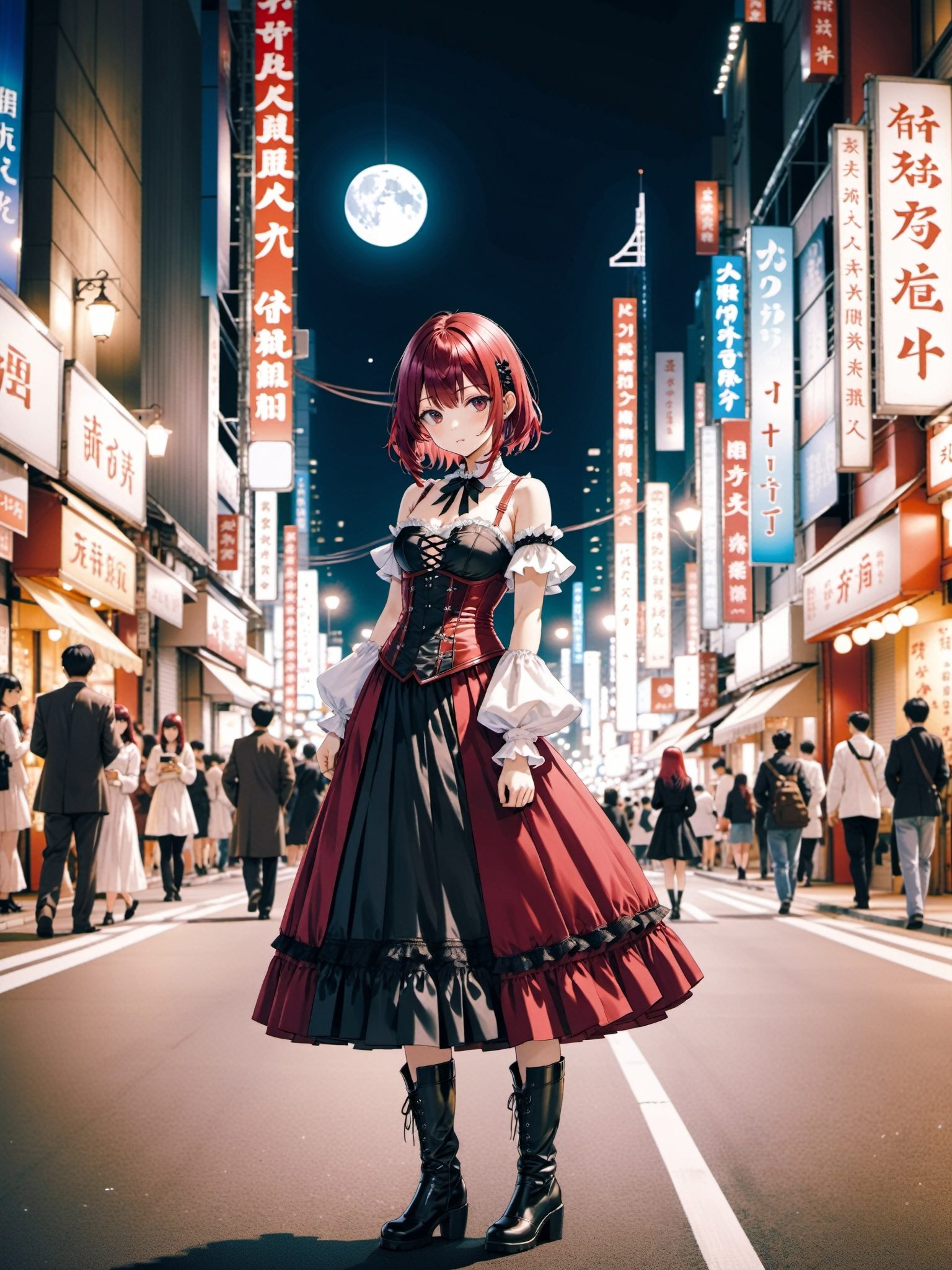 1girl,  maroon hair,  medium hair on Tensor.Art