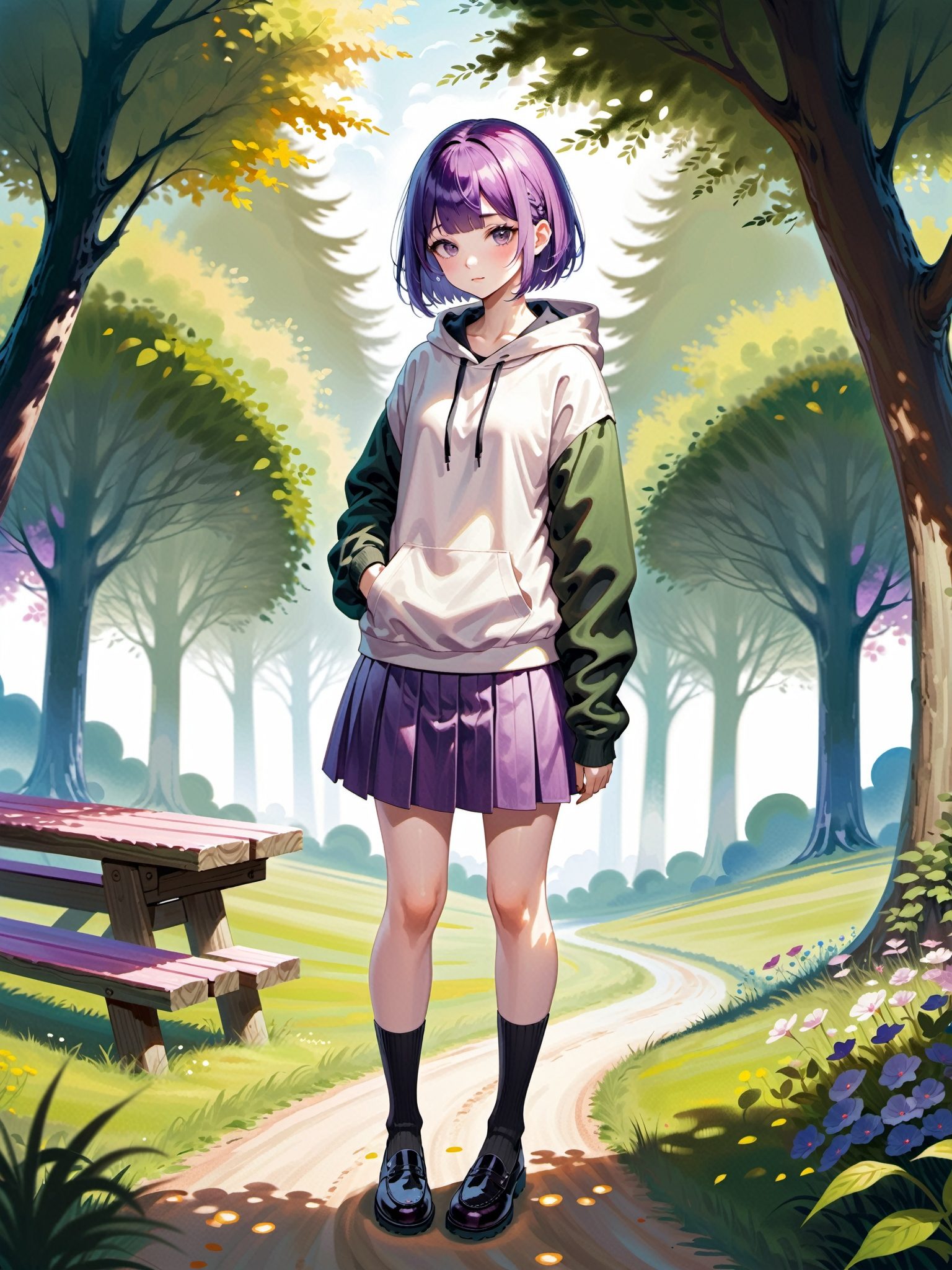 1girl,  purple hair,  very short hair on Tensor.Art