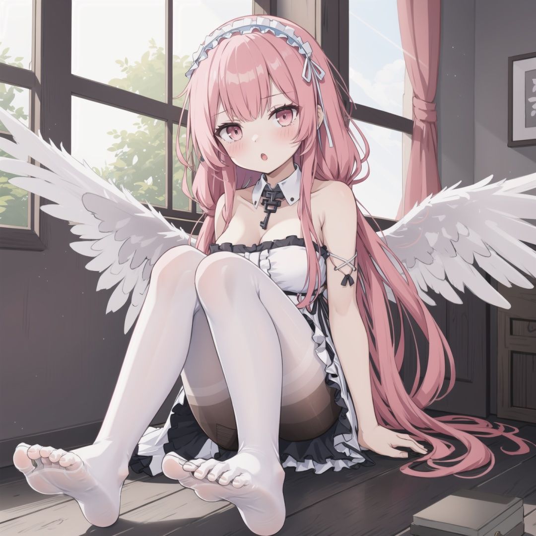 pink hair,  key necklace,  hairband on Tensor.Art
