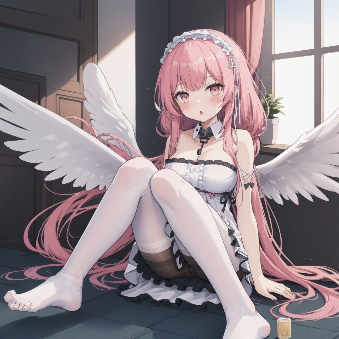 pink hair,  key necklace,  hairband on Tensor.Art