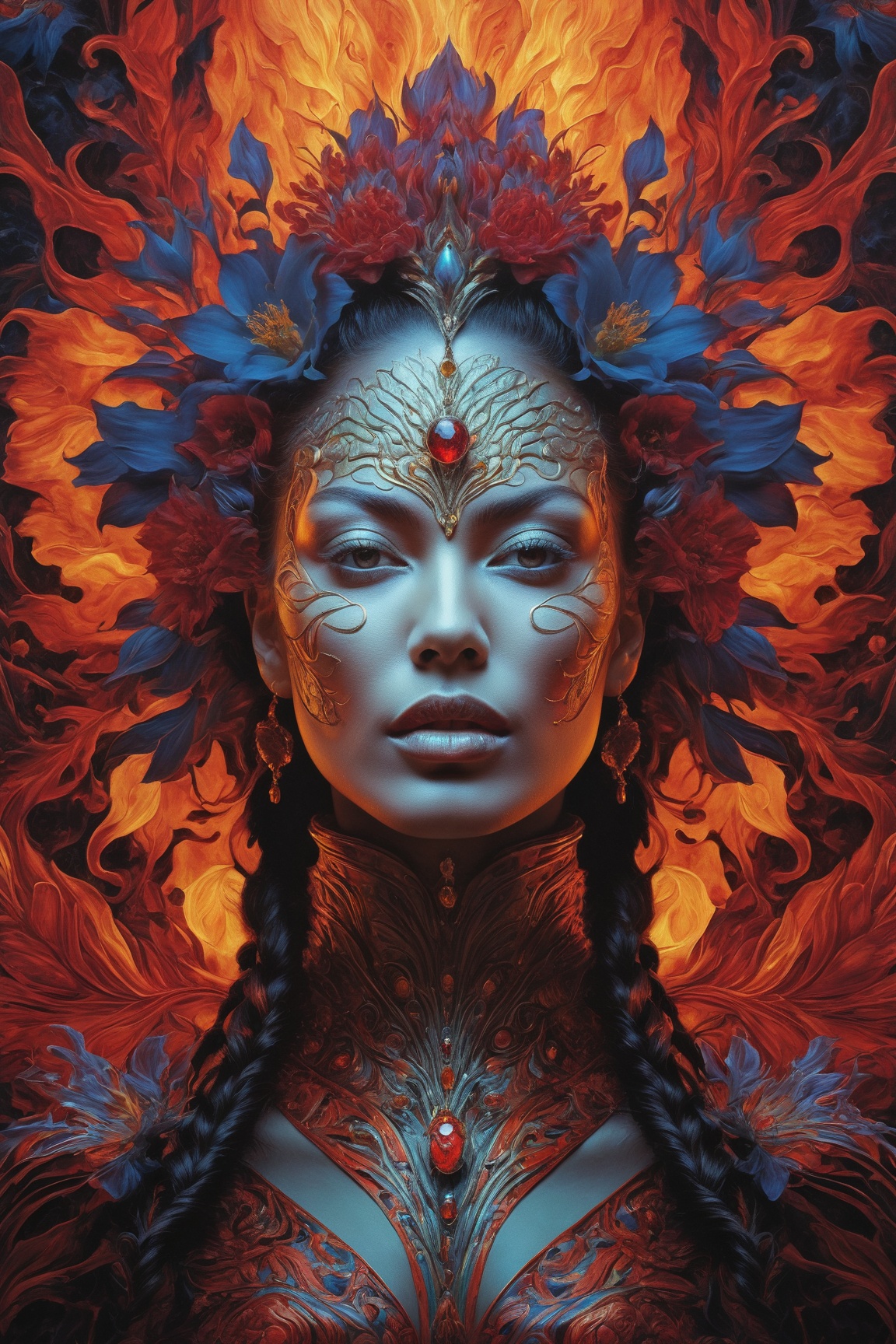 An ultra hd detailed painting of many different types of flowers by android jones,  earnst haeckel,  james jean. behance c...