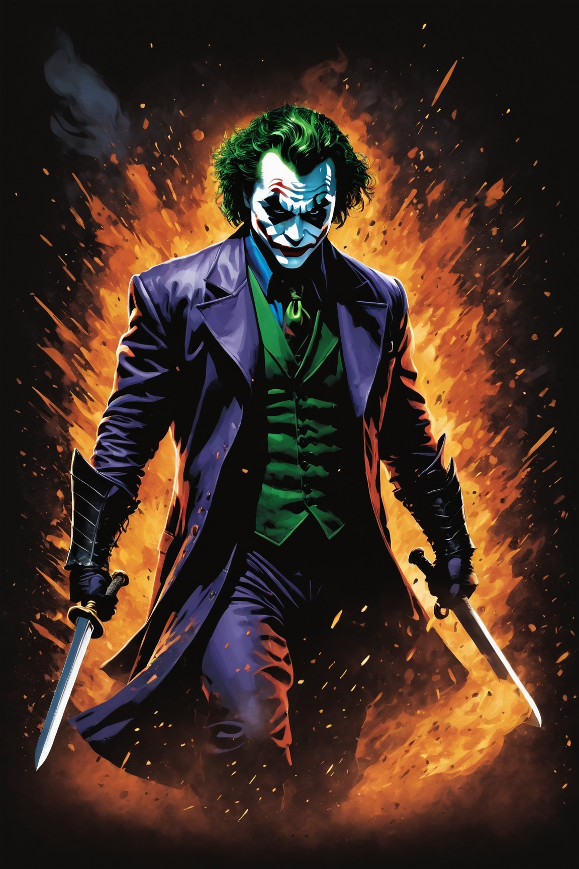 create art for a mug with a joker based on the film Dark Knights,  with phrases,  graphic design a mug on Tensor.Art