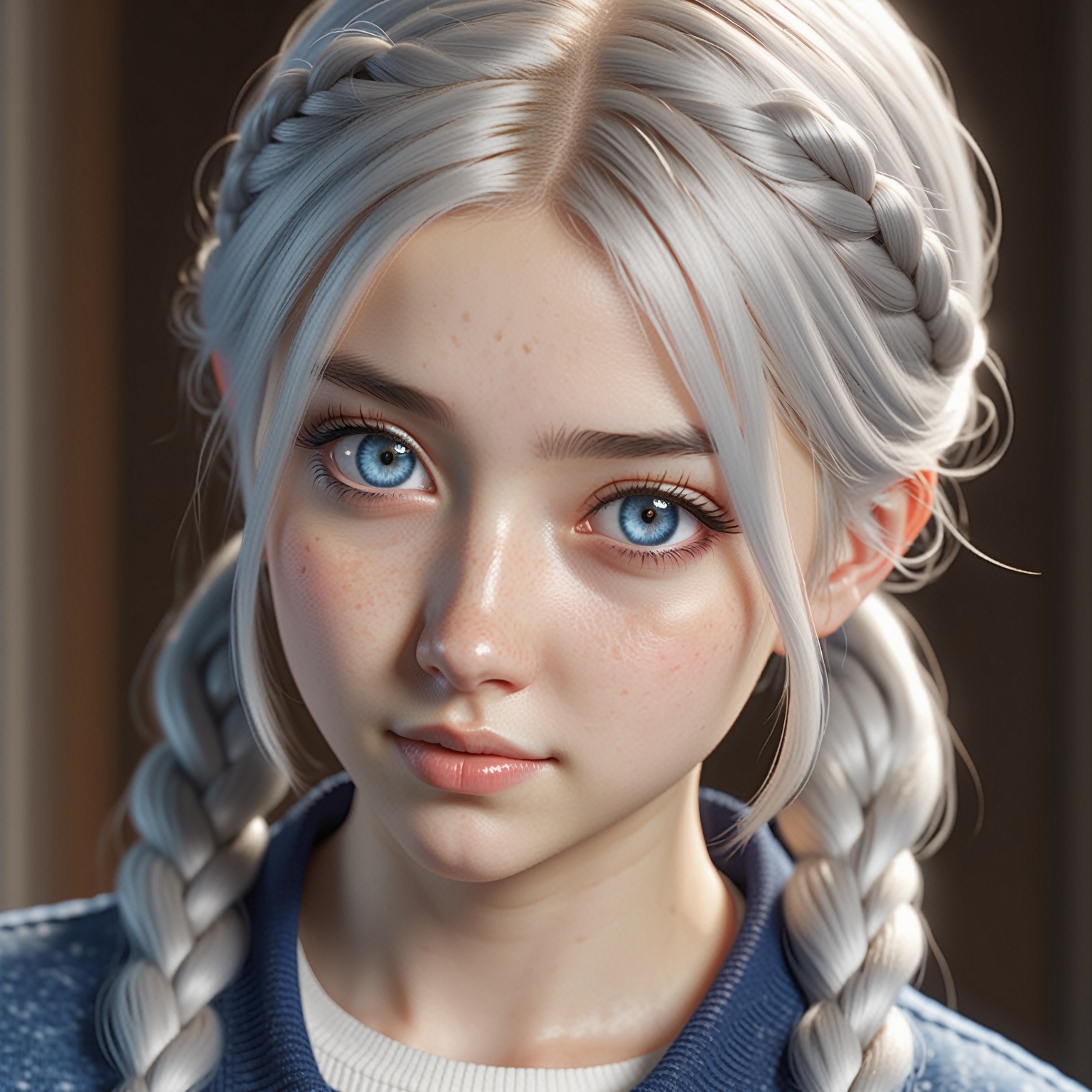 blue eyes,  white hair,  close up on Tensor.Art