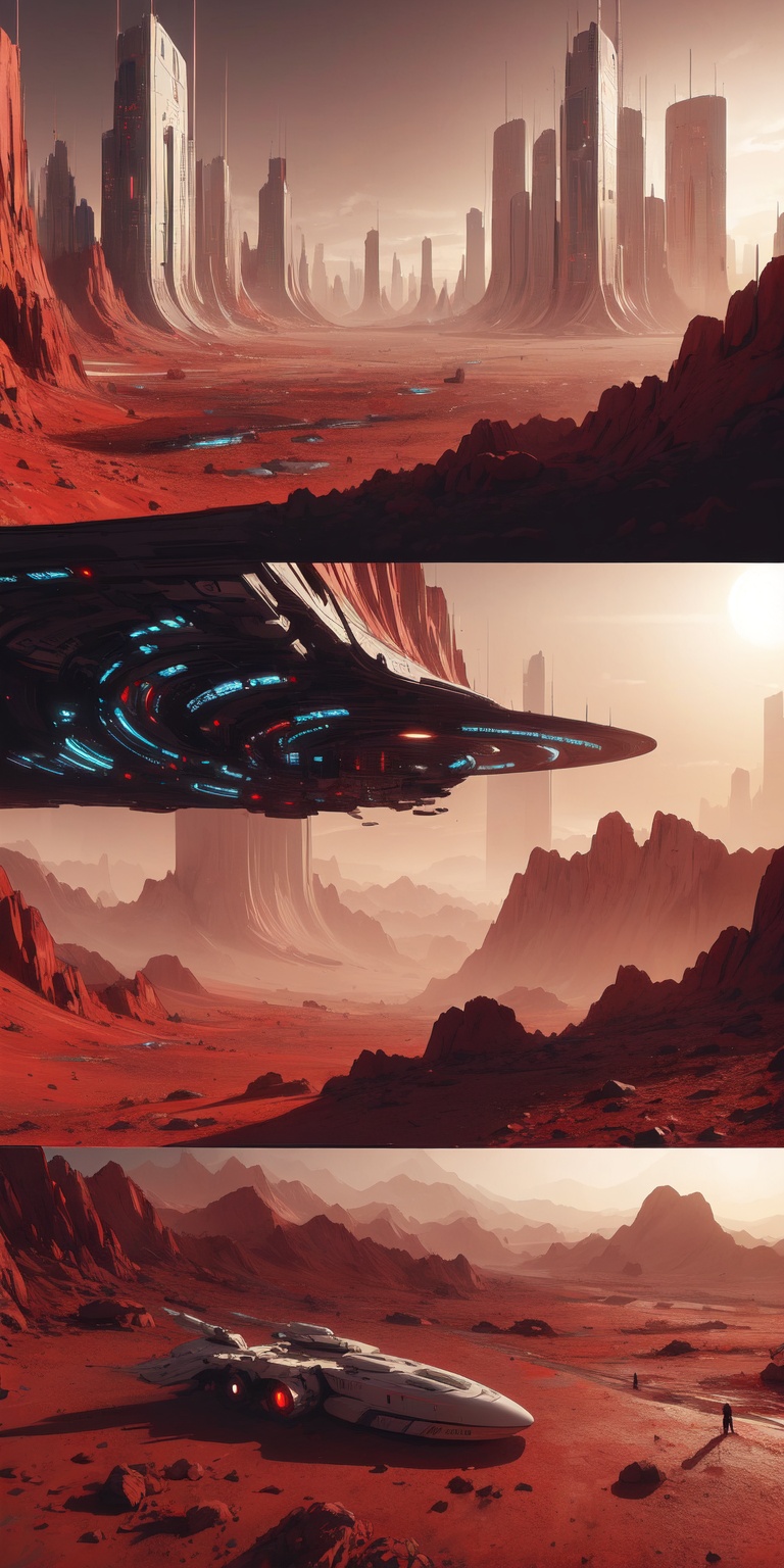 Futuristic city,  mars,  red Hills on Tensor.Art
