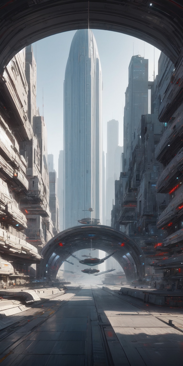 Futuristic city,  spaceships,  skyscrapers on Tensor.Art