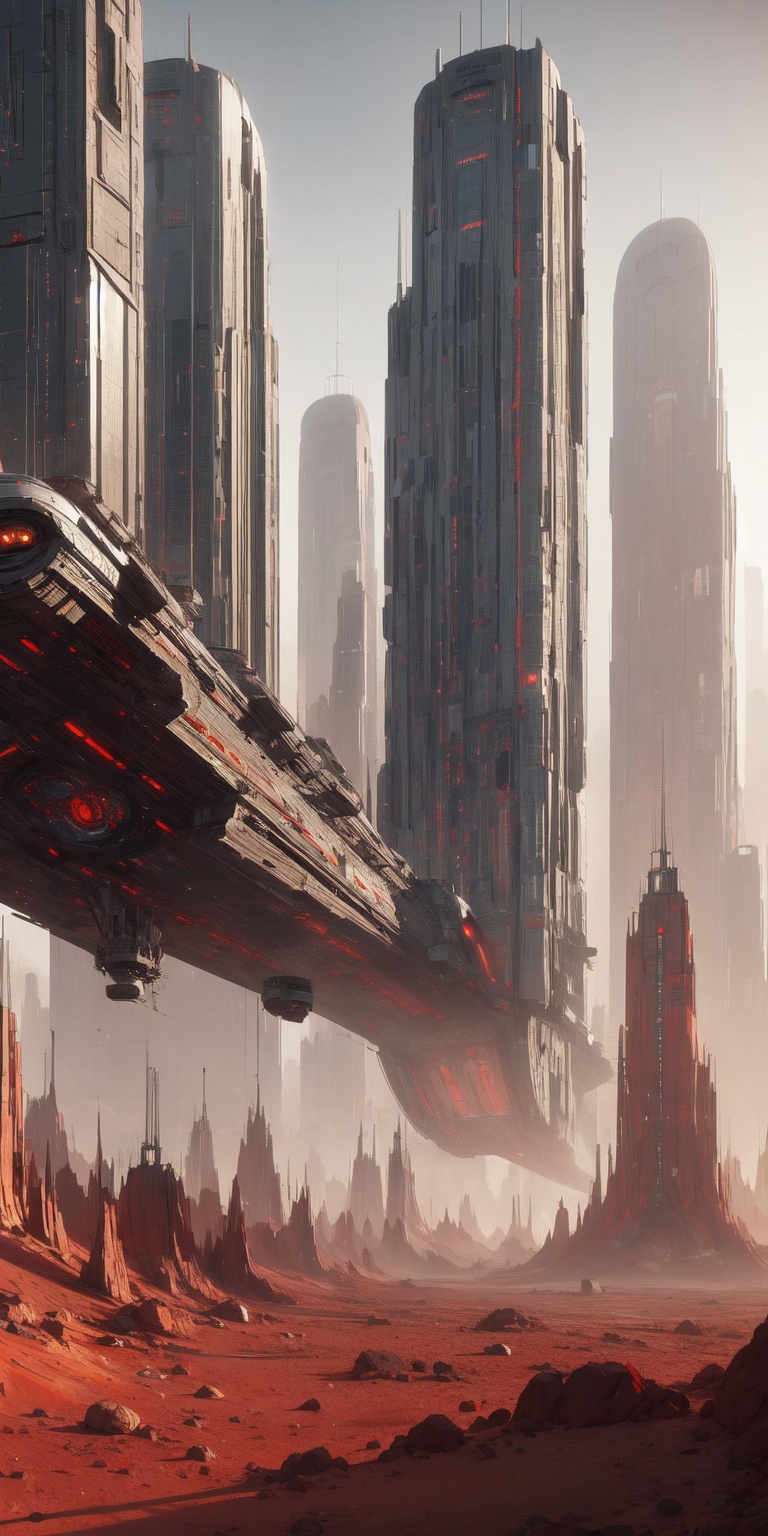 Futuristic city,  mars,  red Hills on Tensor.Art