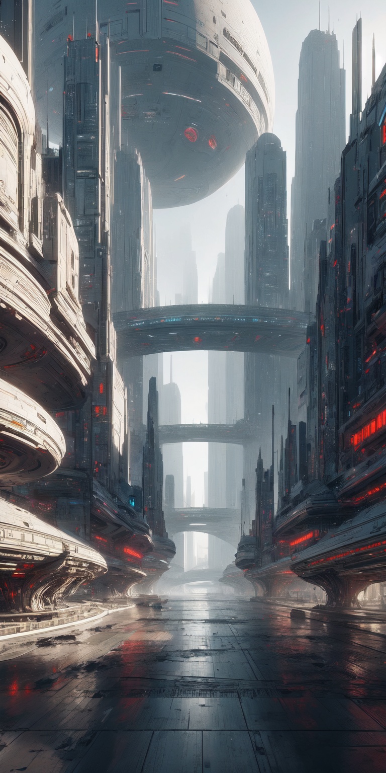 Futuristic city,  spaceships,  skyscrapers on Tensor.Art