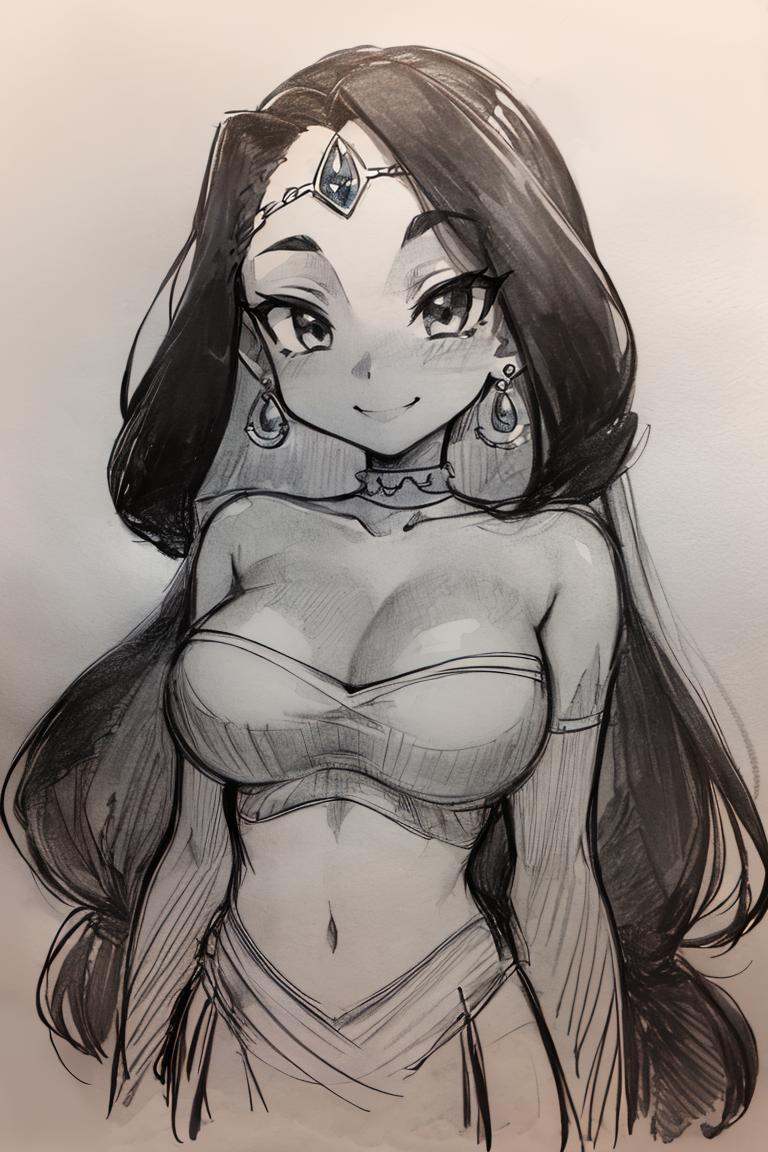 (Pencil_Sketch,  messy lines,  greyscale on Tensor.Art