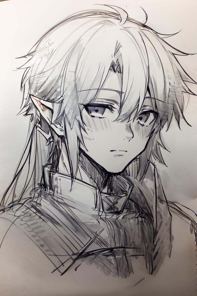 (Pencil_Sketch:1.2,  messy lines,  greyscale on Tensor.Art