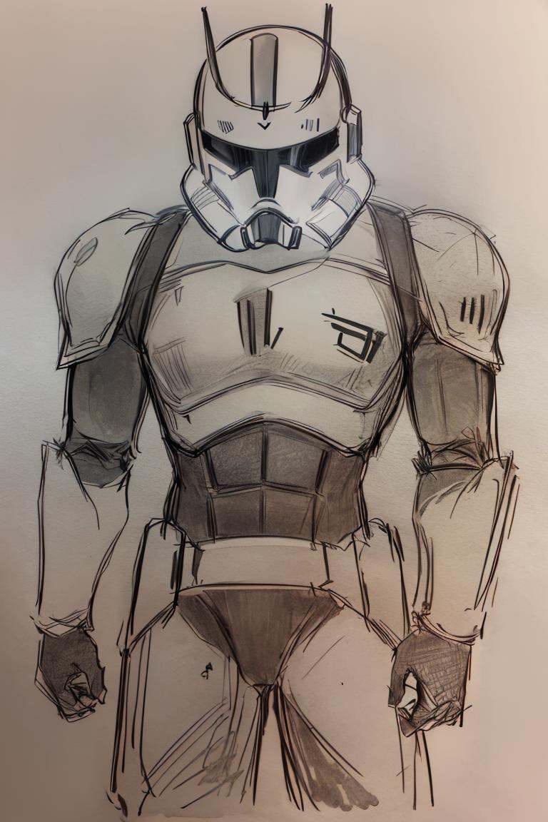 (Pencil_Sketch,  messy lines,  greyscale on Tensor.Art