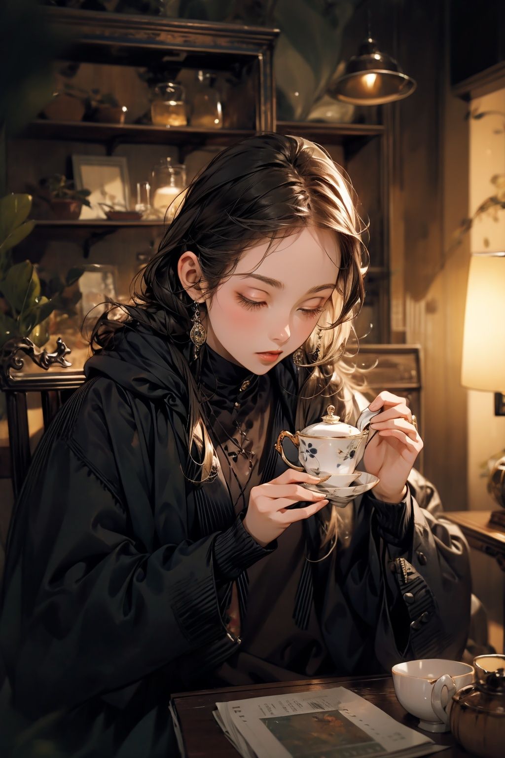  absurdres,incredibly absurdres,reality,realistic,,(solo:1.2), ,,1girl,,full_shot,Pinminɡ,teacup