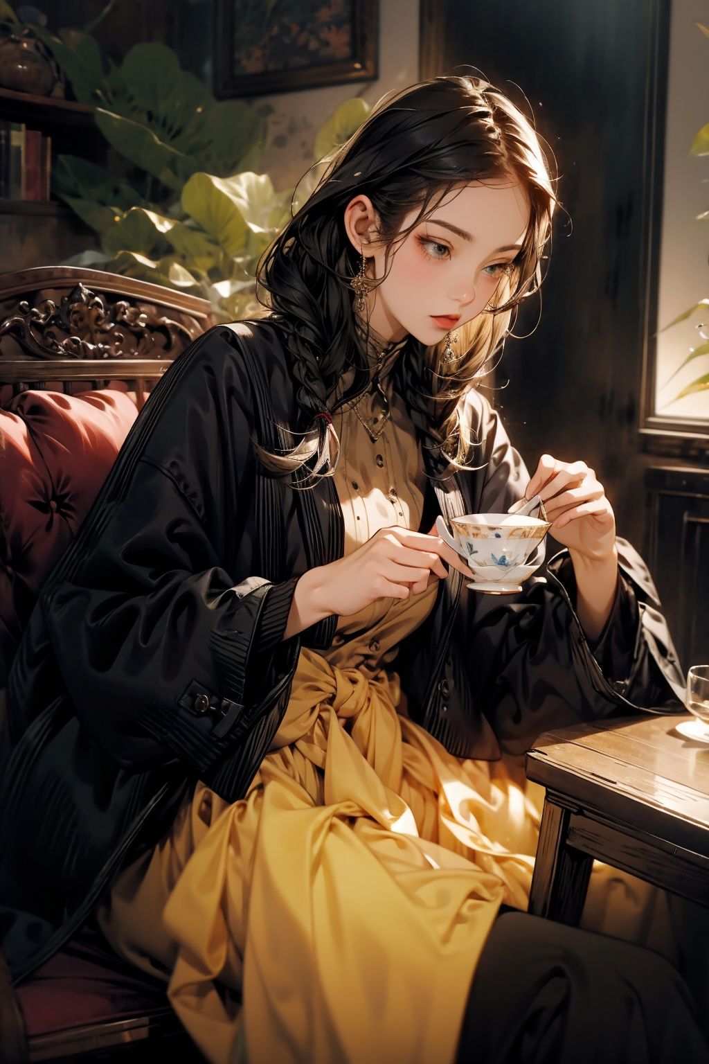  absurdres,incredibly absurdres,reality,realistic,,(solo:1.2), ,,1girl,,full_shot,Pinminɡ,teacup