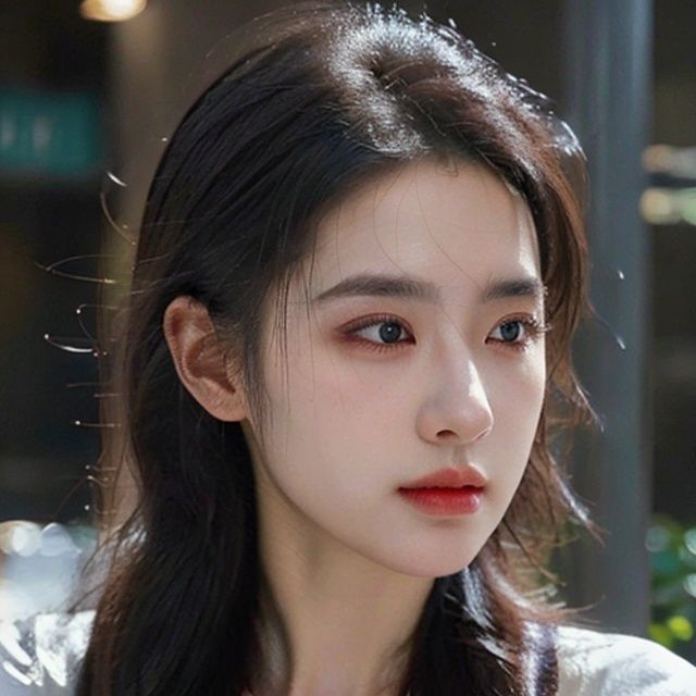  solo, highly detailed, cinematic highlight hair, (best quality), ((masterpiece)),1girl, black hair, long hair, black eyes, realistic,simple_background,1girl