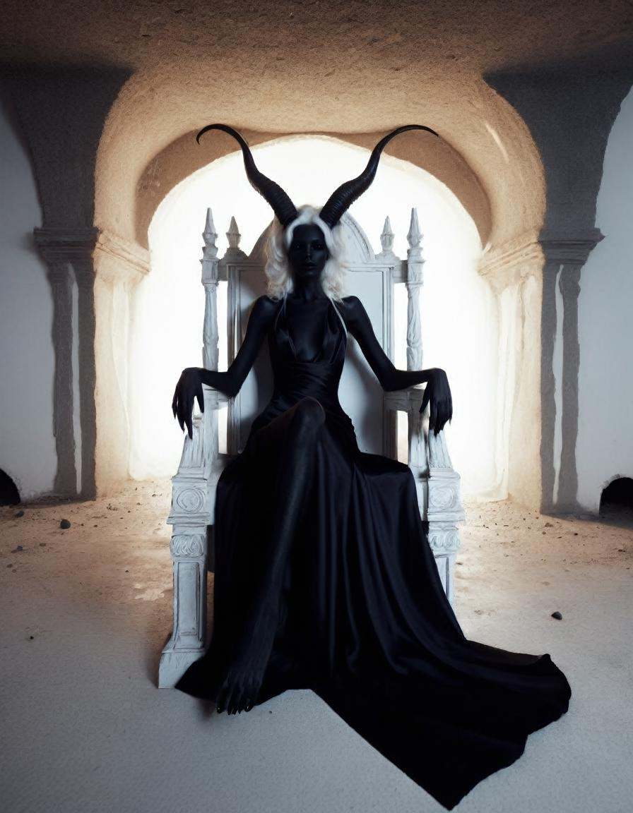 a dark demon girl with black horns,  , on Tensor.Art