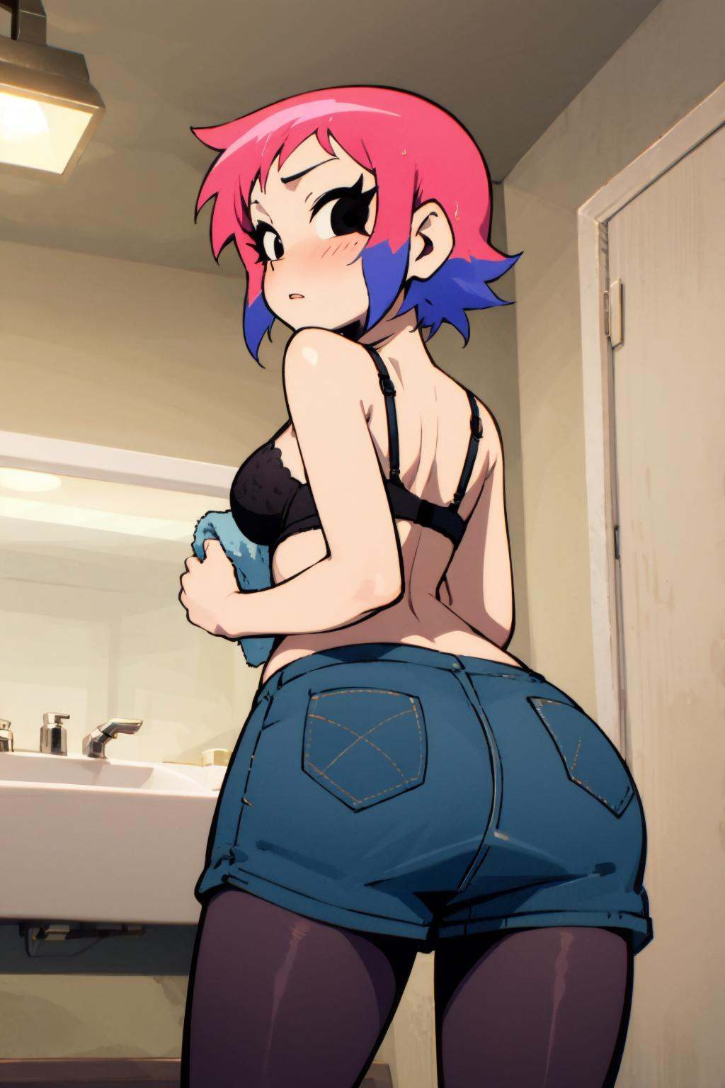 Ramona_Flowers,  short hair,  black eyes on Tensor.Art