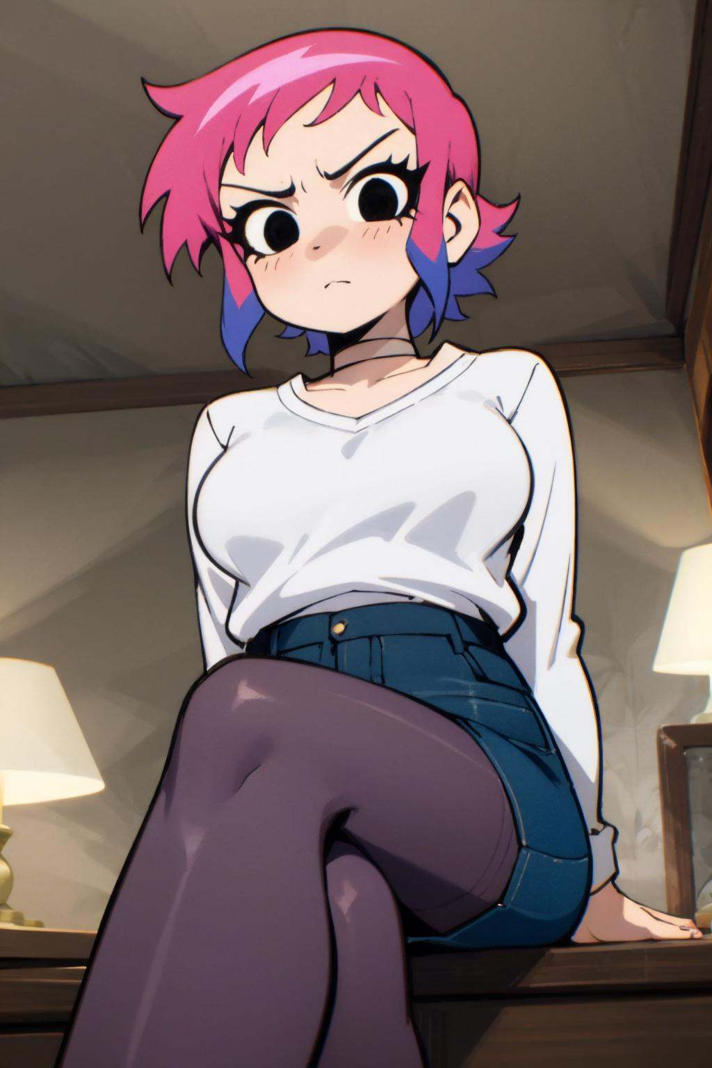 Ramona_Flowers,  short hair,  black eyes on Tensor.Art