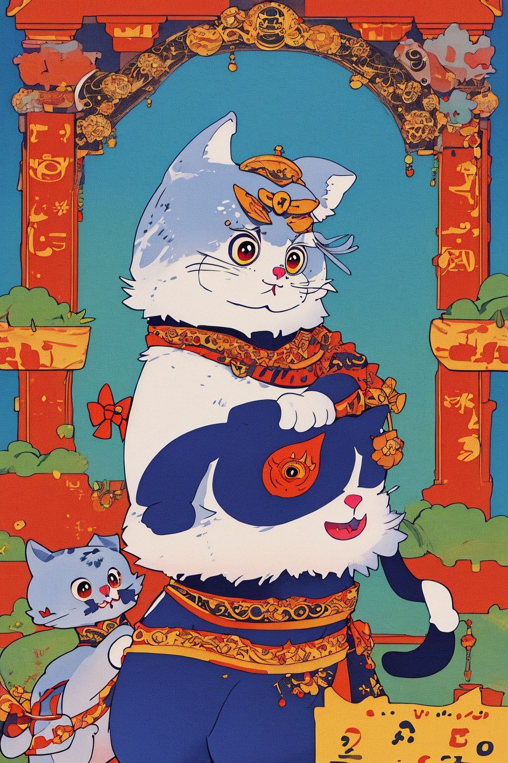 masterpiece,best quality,1girl,<lora:laohaibao-000009:0.8>,8K,HDR, (Scottish Fold Cat:1.2) , the Scottish Fold Cat is Enchanting, Thai vegetation,  designed by El Greco, Satisfying, full of Iridescent